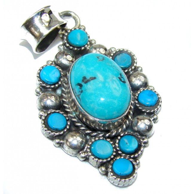 Exquisite Beauty Turquoise .925 Sterling Silver handmade Pendant
