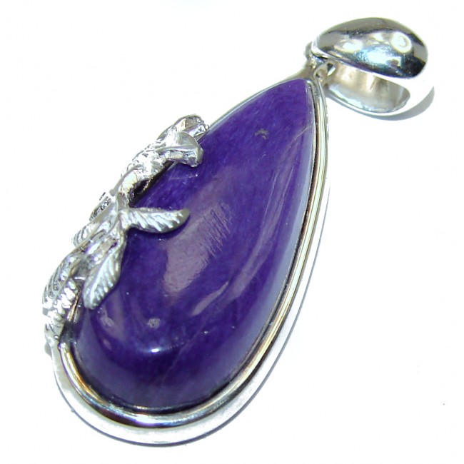 Natural Charoite .925 Sterling Silver handcrafted pendant