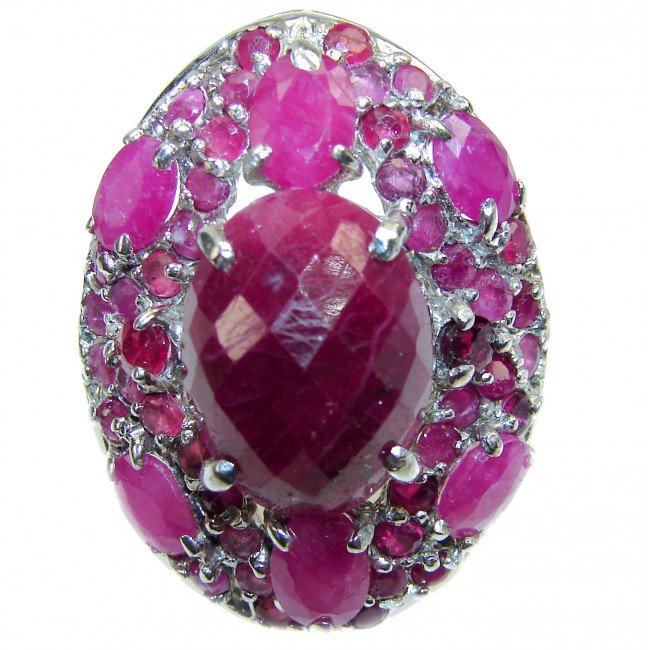 Royal quality 25.8 carat unique Ruby .925 Sterling Silver handcrafted Ring size 8 1/2