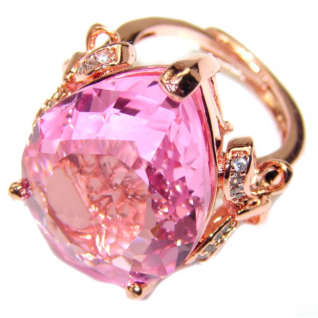 Fancy Pink Amethyst rose gold over .925 Sterling Silver handmade Ring s. 6 1/2