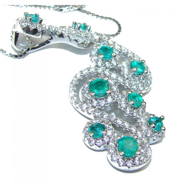 Magnificent Jewel Emerald .925 Sterling Silver handcrafted necklace
