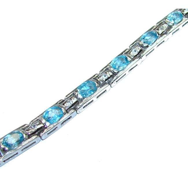 authentic Swiss Blue Topaz .925 Sterling Silver handcrafted Statement Bracelet