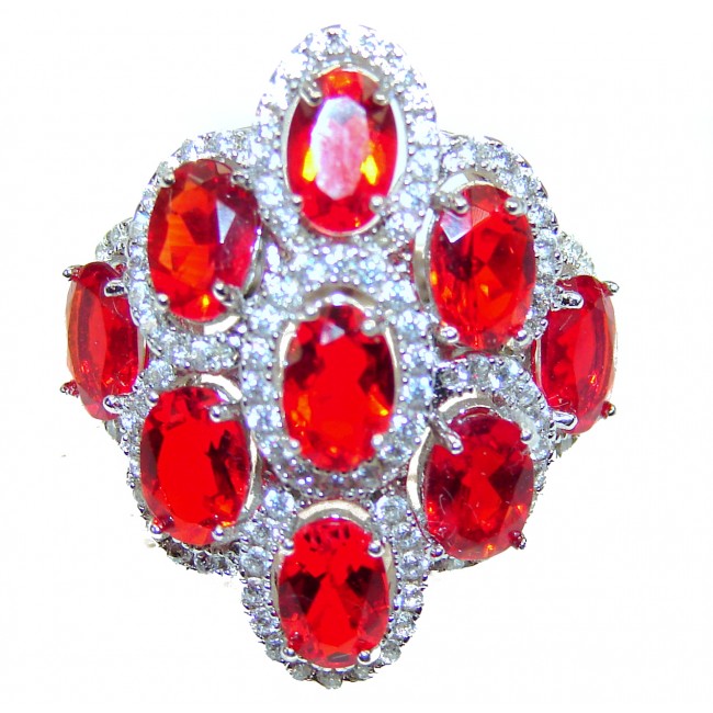 Authentic Red Helenite .925 Sterling Silver ring s. 6 1/2
