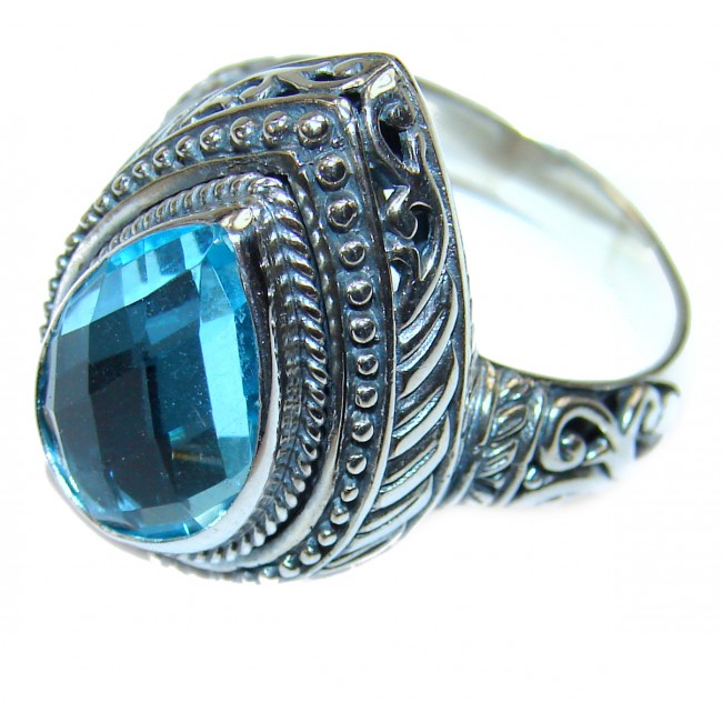 Swiss Blue Topaz .925 Sterling Silver handmade Ring size 9 1/4