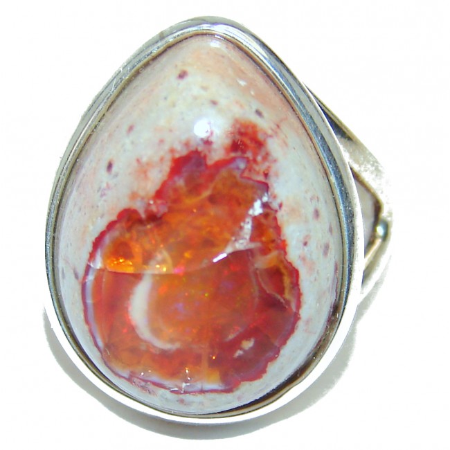 Excellent quality Mexican Opal .925 Sterling Silver handcrafted Ring size 6 1/4