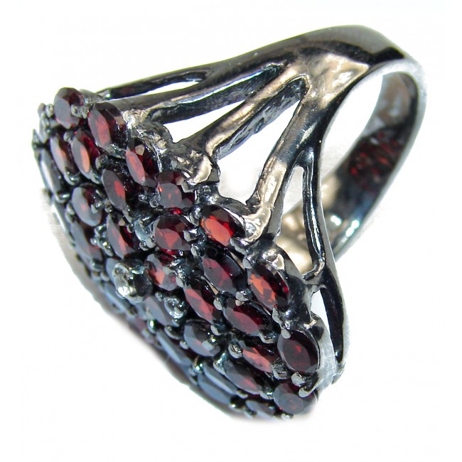Real Beauty Garnet black rhodium over .925 Sterling Silver Ring size 10