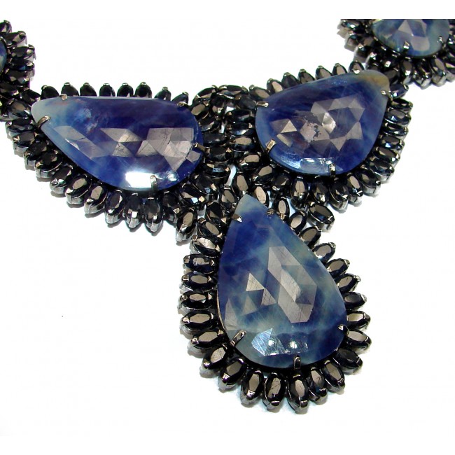 Marvels authentic Sapphire black rhodium .925 Sterling Silver handcrafted LARGE necklace