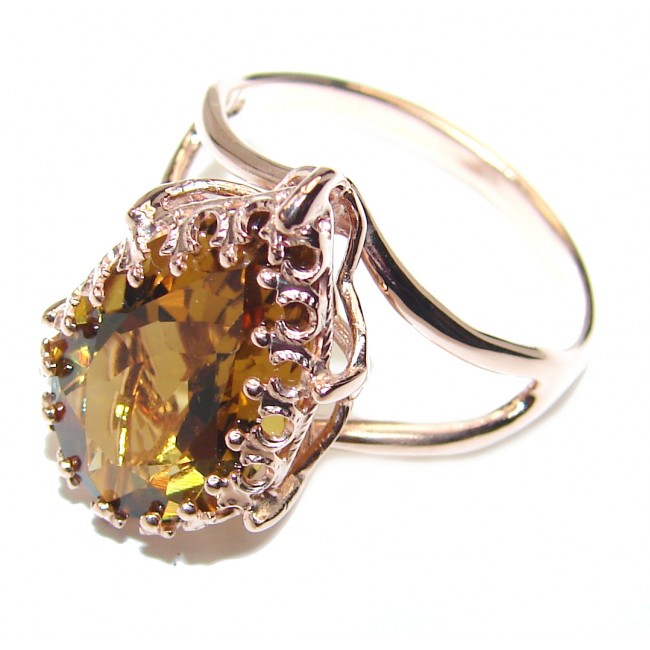 Carmen Champagne Smoky Topaz 18 carat Gold over .925 Sterling Silver Ring size 10 3/4