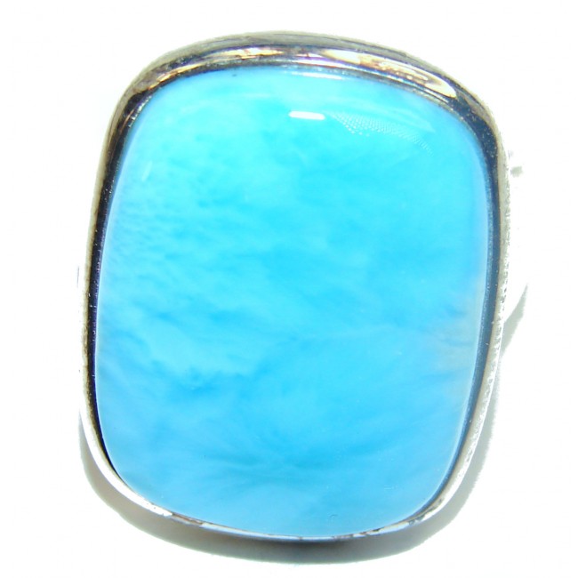 15.6 carat Larimar .925 Sterling Silver handcrafted Ring s. 7 1/4