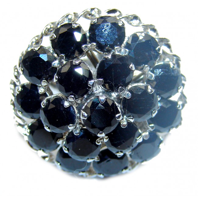 Sapphire black rhodium over .925 Sterling Silver handcrafted Statement Ring size 7