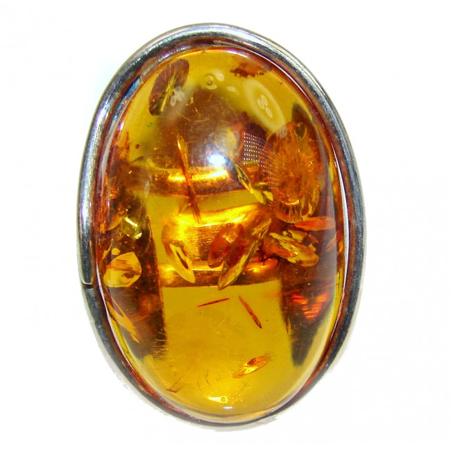 Authentic best quality Baltic Amber .925 Sterling Silver handcrafted ring; s. 8 adjustable