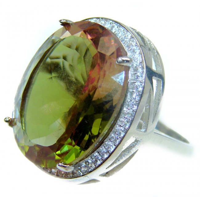 Most incredible Alexandrite .925 Sterling Silver handmade Cocktail Ring s. 7