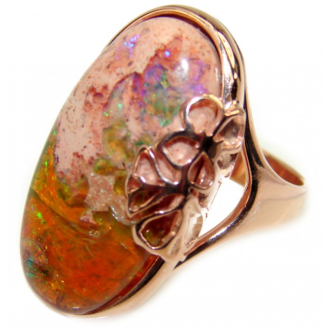 Excellent quality Mexican Opal 14K Gold over .925 Sterling Silver handcrafted Ring size 7 1/4
