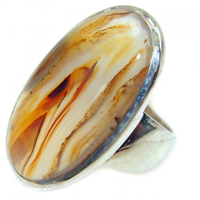 Beautiful Simplicity Scentic Montana Agate .925 Sterling Silver Ring s. 7 3/4