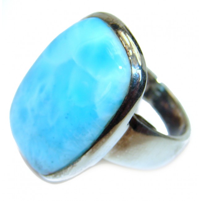 15.6 carat Larimar .925 Sterling Silver handcrafted Ring s. 8 1/2