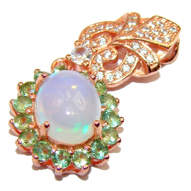 Genuine Ethiopian Opal 18K Gold over .925 Sterling Silver handcrafted pendant