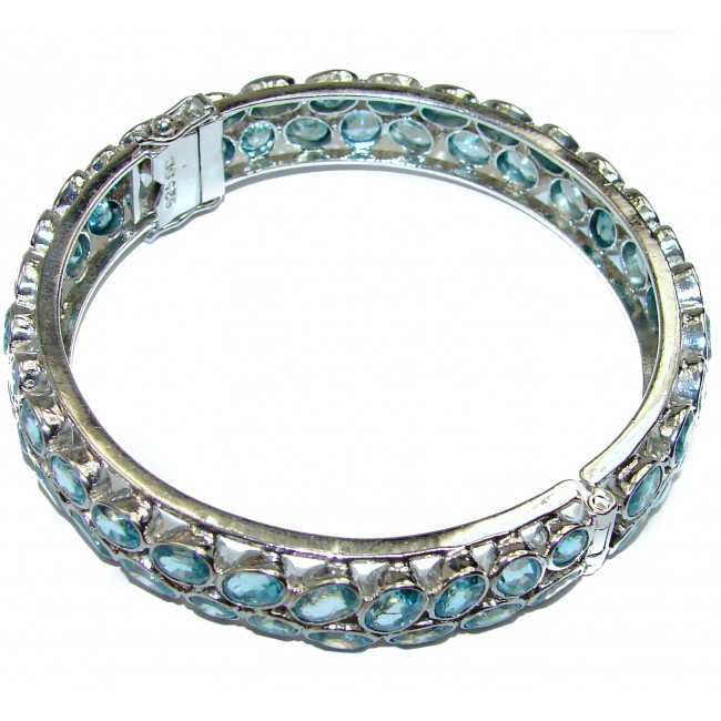 Enchanted Beauty Aquamarine .925 Sterling Silver Bracelet bangle