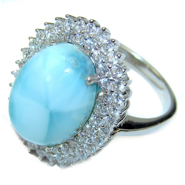 9.5 carat Larimar .925 Sterling Silver handcrafted Ring s. 9