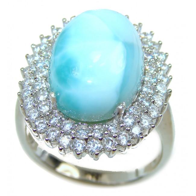 9.5 carat Larimar .925 Sterling Silver handcrafted Ring s. 9