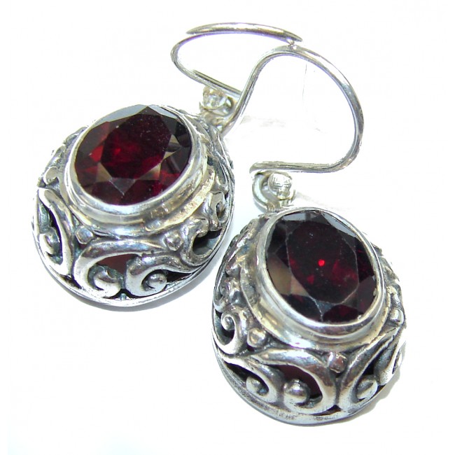 Authentic 9.5ct deep red Garnet .925 Sterling Silver handmade earrings