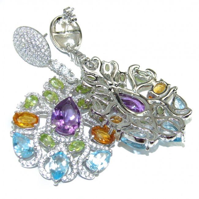 Long Spectacular Amethyst .925 Sterling Silver handmade earrings