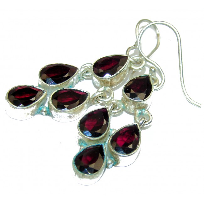 Authentic 9.5ct deep red Garnet .925 Sterling Silver handmade earrings