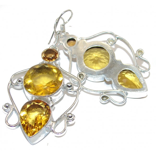 HUGE Sunny Day Yellow Quartz Sterling Silver earrings