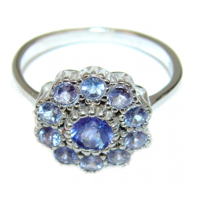 Authentic African Tanzanite .925 Sterling Silver handmade Ring s. 8 1/4