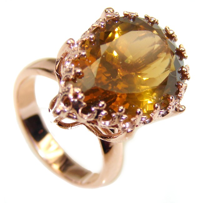 Carmen Champagne Smoky Topaz 18 carat Gold over .925 Sterling Silver Ring size 5