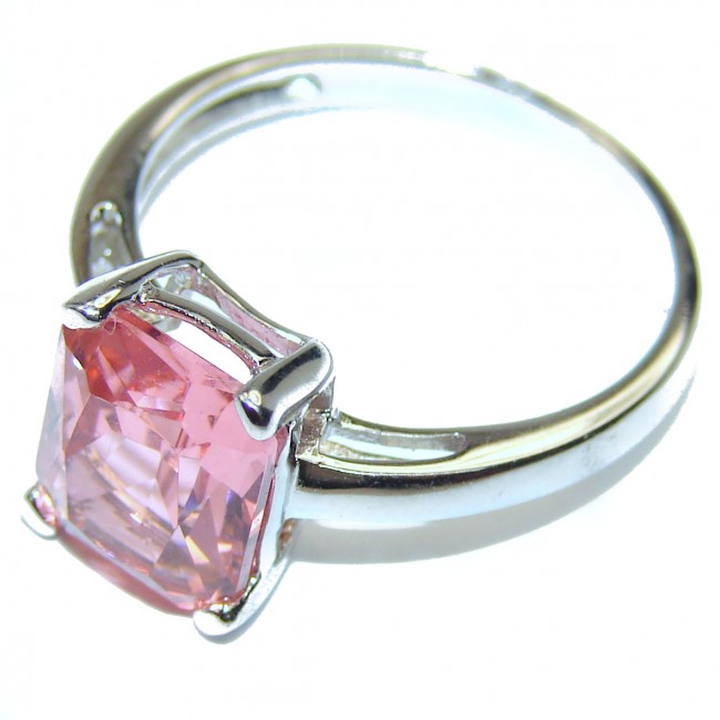 Exceptional Morganite .925 Sterling Silver handcrafted ring s. 7 1/4