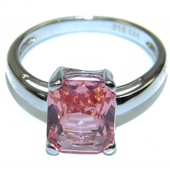 Exceptional Morganite .925 Sterling Silver handcrafted ring s. 7 1/4