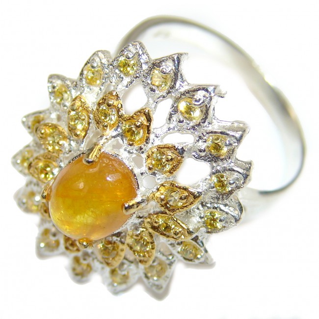 Luxurious Natural Citrine .925 Sterling Silver handmade Cocktail Ring s. 9