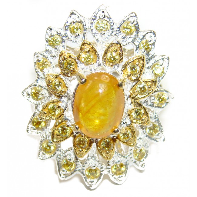 Luxurious Natural Citrine .925 Sterling Silver handmade Cocktail Ring s. 9