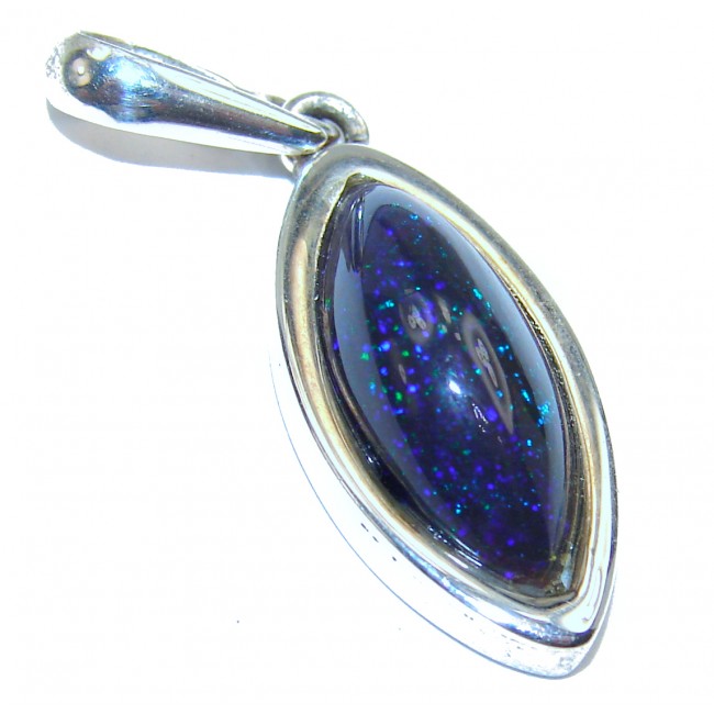 Perfection 10.2CTW Authentic Black Opal .925 Sterling Silver handmade Pendant