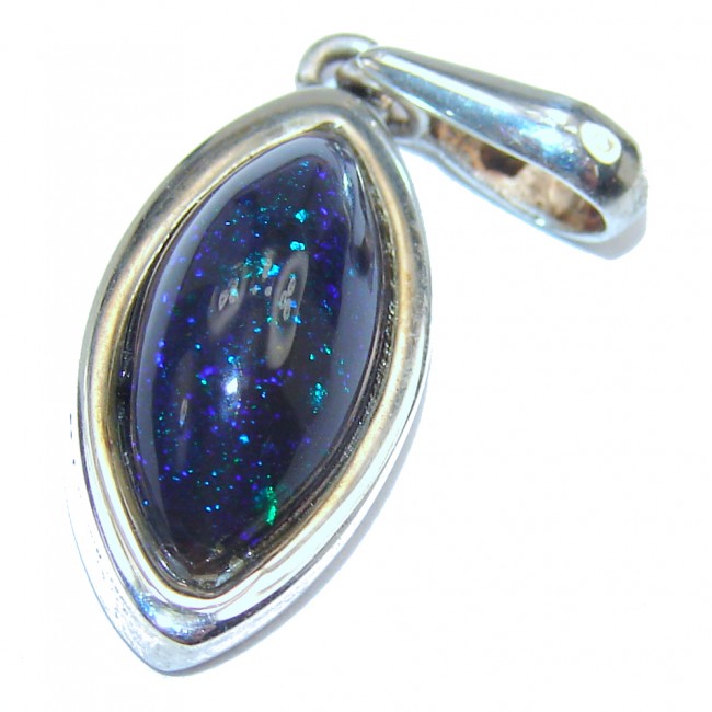 Perfection 10.2CTW Authentic Black Opal .925 Sterling Silver handmade Pendant