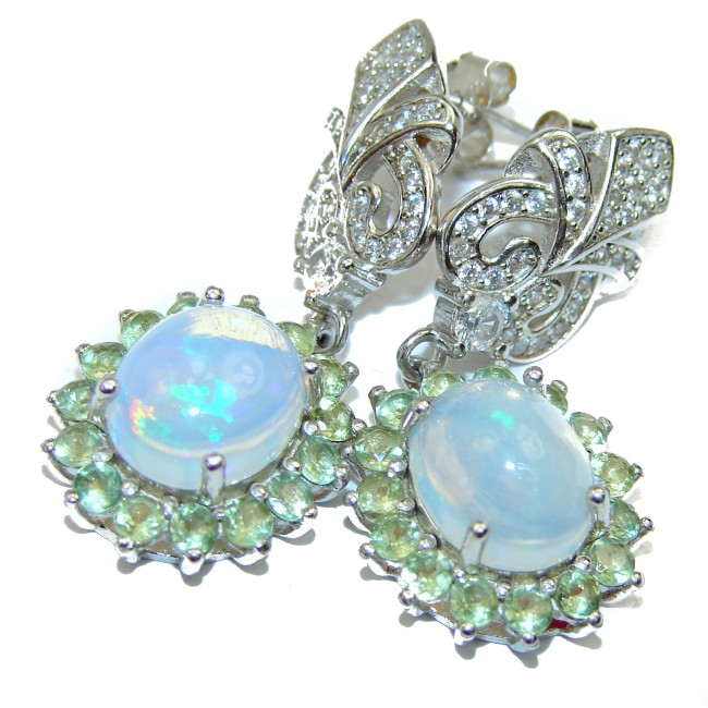 Venetian night Genuine Ethiopian Opal .925 Sterling Silver handcrafted Earrings