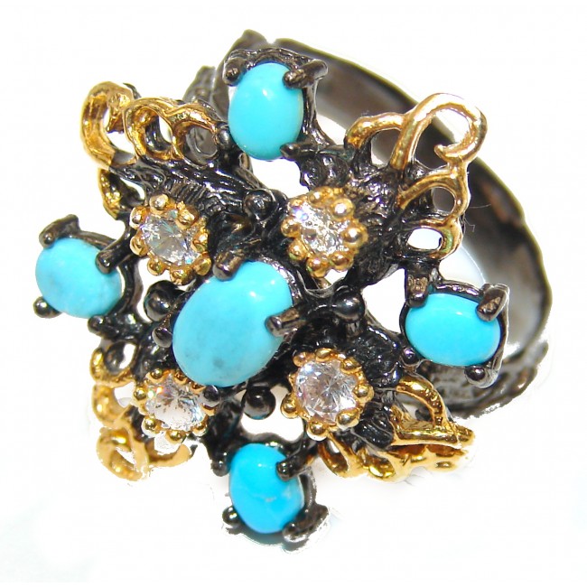 Authentic Turquoise .925 Sterling Silver ring; s. 7 1/2