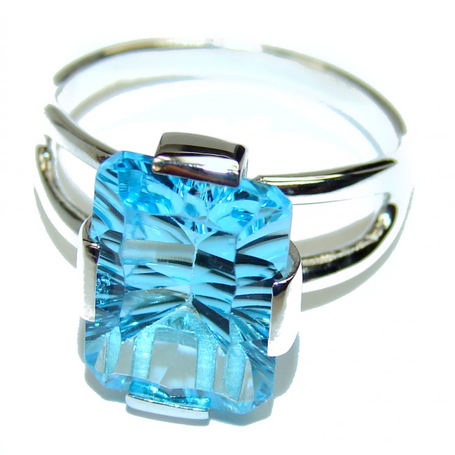 Swiss Blue Topaz .925 Sterling Silver handmade Ring size 8