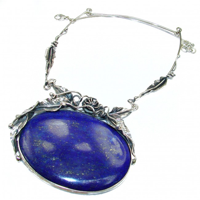 BEST QUALITY HUGE authentic Lapis Lazuli .925 Sterling Silver handmade Necklace