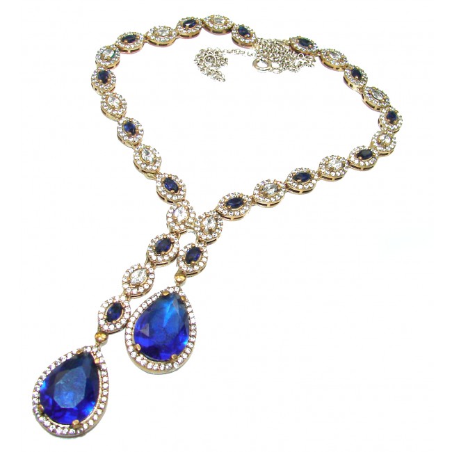 Magnificent Jewel created Sapphire .925 Sterling Silver handcrafted necklace
