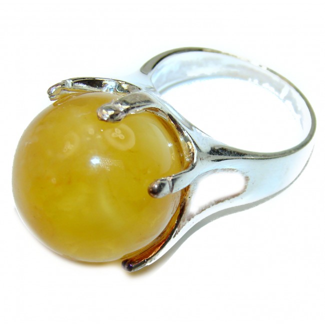 Natural Butterscotch Amber .925 Sterling Silver handcrafted ring size 8