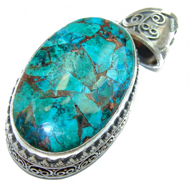 Exquisite Beauty Turquoise .925 Sterling Silver handmade Pendant