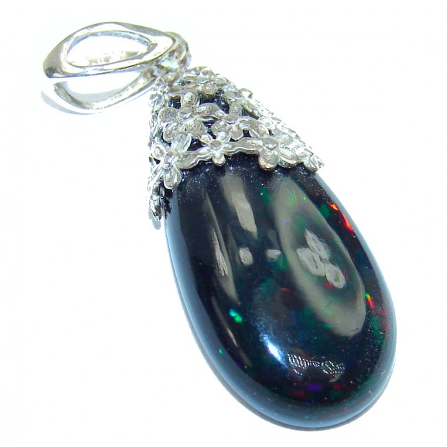 Perfection 15.2CTW Authentic Black Opal .925 Sterling Silver handmade Pendant