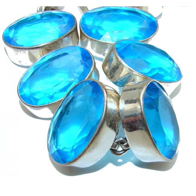 Magic Sea Electric Blue Quartz Sterling Silver Bracelet