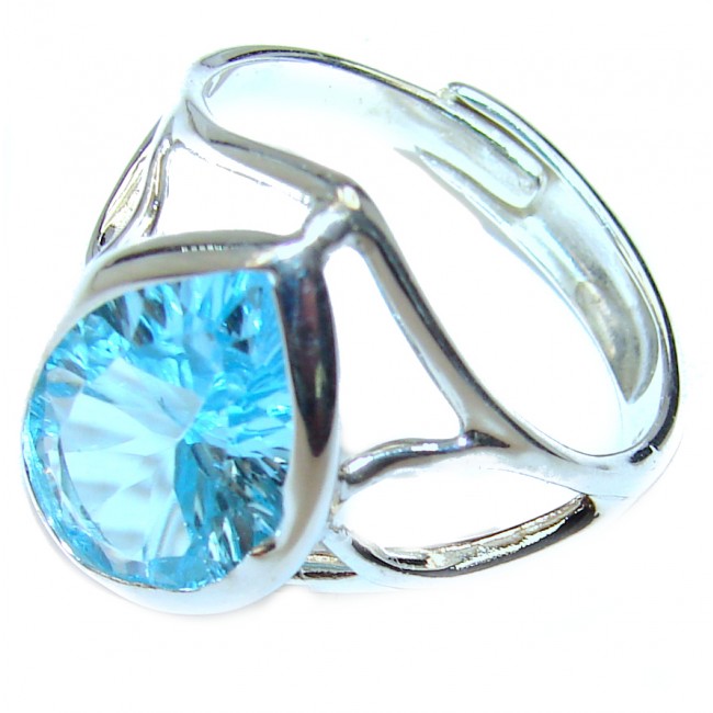 Swiss Blue Topaz .925 Sterling Silver handmade Ring size 8 adjustable