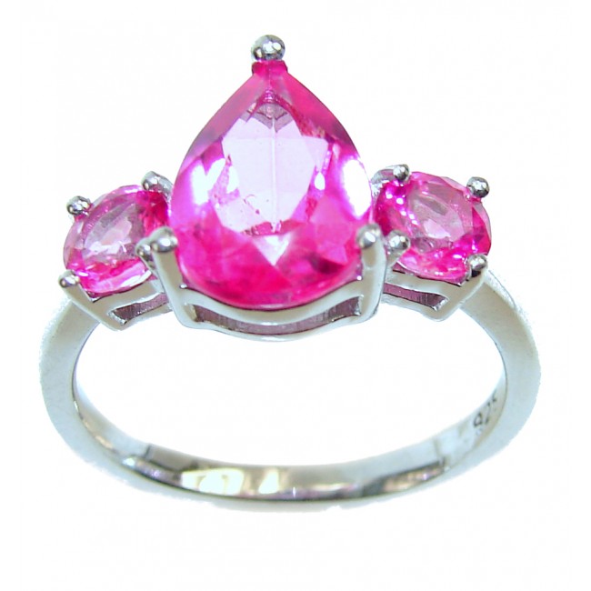 Fancy Pink Topaz .925 Sterling Silver handmade Ring s. 9