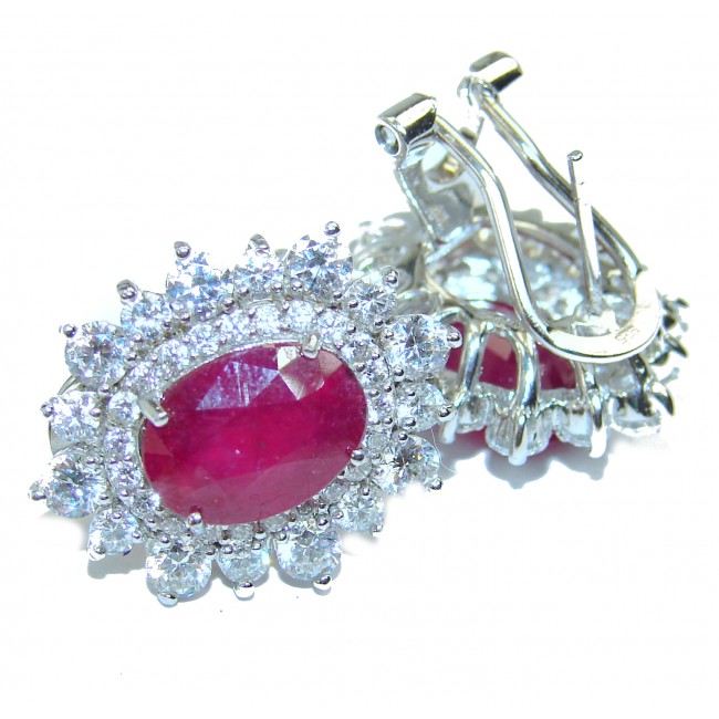 Ruby black rhodium over .925 Sterling Silver handmade earrings