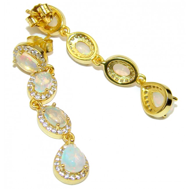 Precious Ethiopian Opal 14K Gold over .925 Sterling Silver handmade earrings