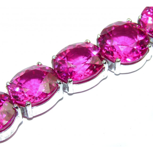 Luxurious Style Pink Kunzite .925 Sterling Silver handmade Bracelet