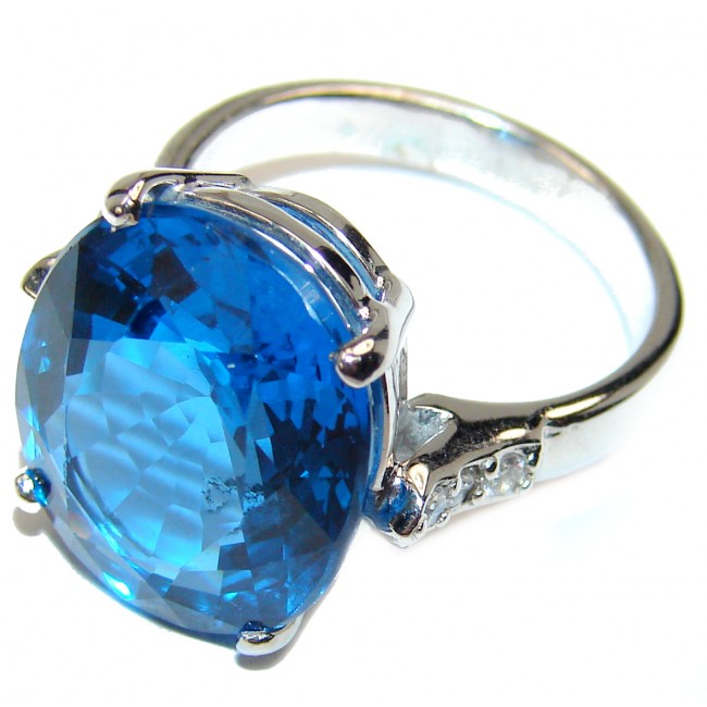 Electric Blue London Blue Topaz .925 Sterling Silver handmade Ring size 8 3/4